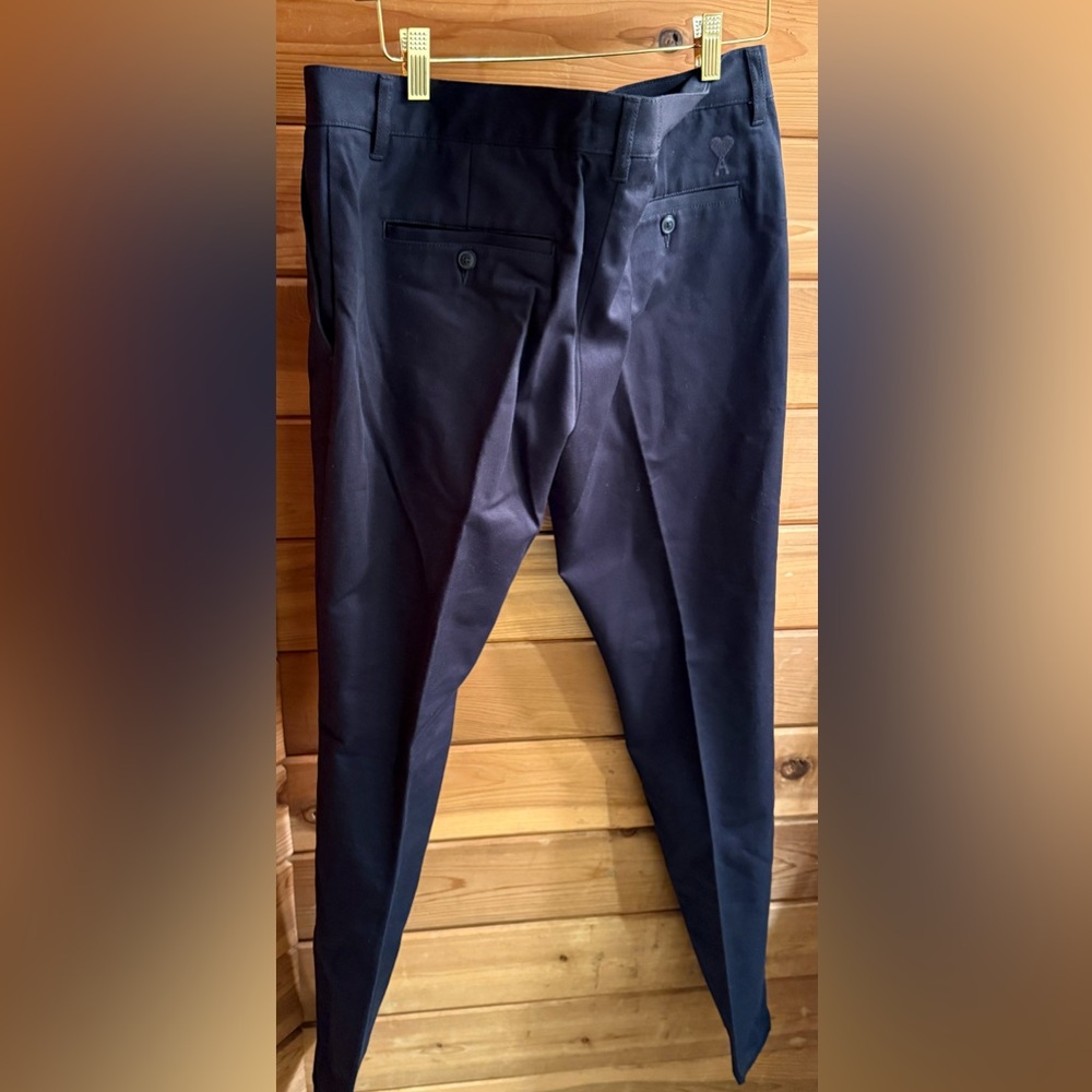 Ami Alexandre Mattiussi Men's cigarette fit trousers in navy cotton - Picture 2 of 12